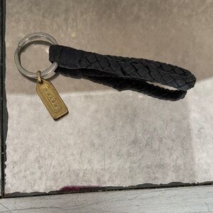 Vintage Coach Black Braided Leather Keychain